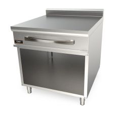 Neutral stainless-steel worktops and supports for commercial ranges