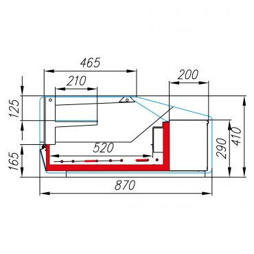 New York Hot Refrigerated Counter Side Technical Drawing Image