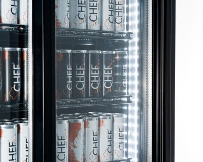 vetrinetta frigo bibite chvp783psb nera 810 litri porte scorrevoli luci led