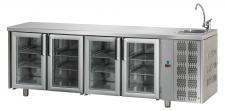 Kühltisch 4 Glastüren Mit Arbeitsplatte + Becken TF04MIDPV-LAV