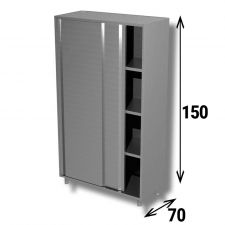 AISI 304 Stainless Steel Sliding Door Storage Cabinet Top Line