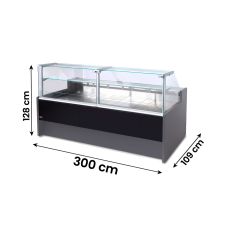 Static Serve Over Counter Fridge Portofino With Straight Glass and Depth 300 cm +2°C/+6°C