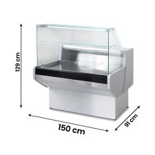 Static Serve Over Counter Padova with Flat Glass And Storage Depth 150 cm -1°C/+7°C