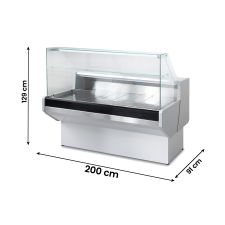Static Serve Over Counter Padova with Flat Glass And Storage Depth 200 cm 0°C/+2°C 