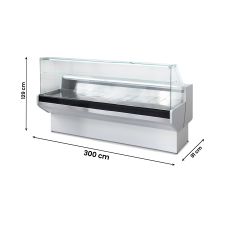 Static Serve Over Counter Padova with Flat Glass And Storage Depth 300 cm -1°C/+7°C