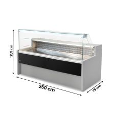 Static Serve Over Counter Tivoli with Flat Glass and Storage Depth 250 cm +4°C/+6°C