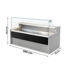 Static Serve Over Counter Tivoli with Flat Glass and Storage Depth 300 cm +4°C/+6°C