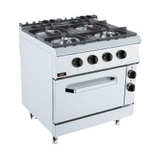Commercial Gas Range with 4 Burners 90 cm (35,4 In) Depth