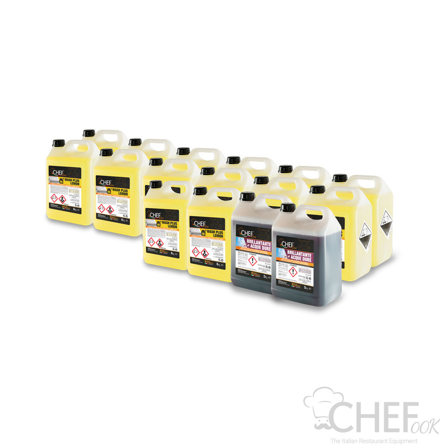 Combination of 14 Detergent Canisters and 2 Professional Dishwasher Rinse Aid - CHEFOOK