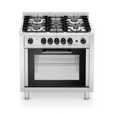 Stainless Steel Semi-Professional Gas Range - 5 Burners, With Electric Enhanced Ventilated Convection Oven