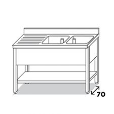 Double Stainless Steel Sink Unit Depth 70 cm