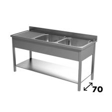 Freestanding Commercial Stainless Steel Double-Bowl Sink With Lefthand Drainer