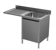 Aisi 304 Commercial Stainless Steel Single-Bowl Sink With Left Side Drainer & Void To Fit Undercounter Washer
