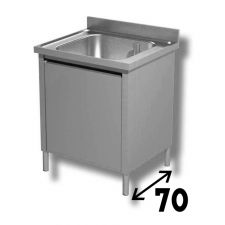 Commercial Stainless Steel Single-Bowl Sink Cabinet Depth 70 cm 