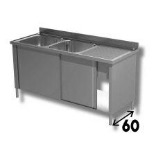 Commercial Stainless Steel Double-Bowl Sink Cabinet With Righthand Drainer