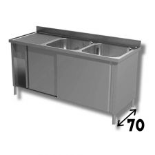 Commercial Stainless Steel Double-Bowl Sink Cabinet With Lefthand Drainer