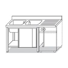 Stainless Steel Double-Bowl Sink With Right Side Drainer & Void To Fit Undercounter Washer