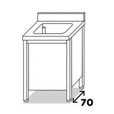 Commercial Stainless Steel Single-Bowl Sink Cabinet  Depth 70 cm