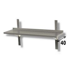 AISI 304 Smooth Stainless Steel Double Wall Shelf Depth 40 cm - Top Line