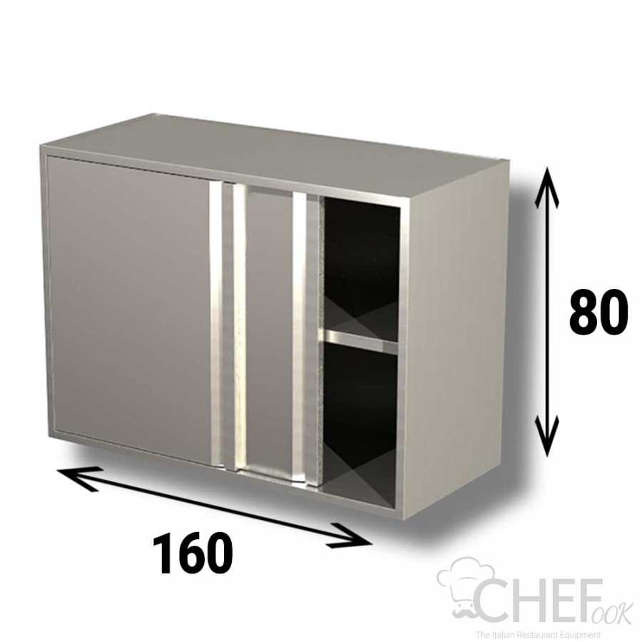AISI 304 Stainless Steel Sliding Door Wall Cabinet With 1 Shelf