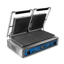 Cast Iron Commercial Panini Grill Smooth/Grooved Plate by Chefook - Double - Special Offer