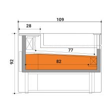Supplément Réserve Réfrigérée pour Comptoir Réfrigéré Statique Libre-Service pour Épicerie Portofino Profondeur 109 cm