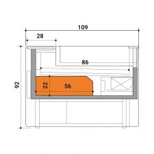 Supplément Réserve Réfrigérée pour Comptoir Réfrigéré Ventilé Libre-Service pour Épicerie Portofino Profondeur 109 cm