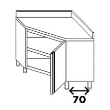 Stainless Steel Corner Cabinet Depth 70cm