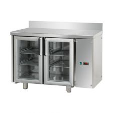 Kühltisch 2 Glastüren Aufkantung+Arbeitsplatte Splitaggregat TF02MIDPVSGAL