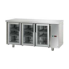Kühltisch 3 Glastüren Mit Arbeitsplatte Für Splitaggregat TF03MIDPVSG