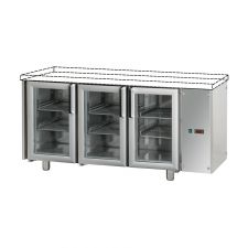 3-Glass-Door Refrigerated Counter Without Worktop,  Remote Motor 70 cm Depth
