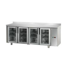 Kühltisch 4 Glastüren Aufkantung+Arbeitsplatte Für Splitaggregat TF04MIDPVSGAL