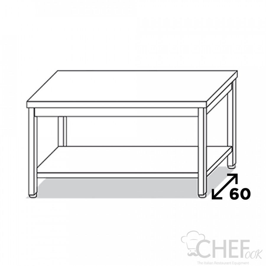 Table Inox Avec Étagère Basse Profondeur 60 cm EKO