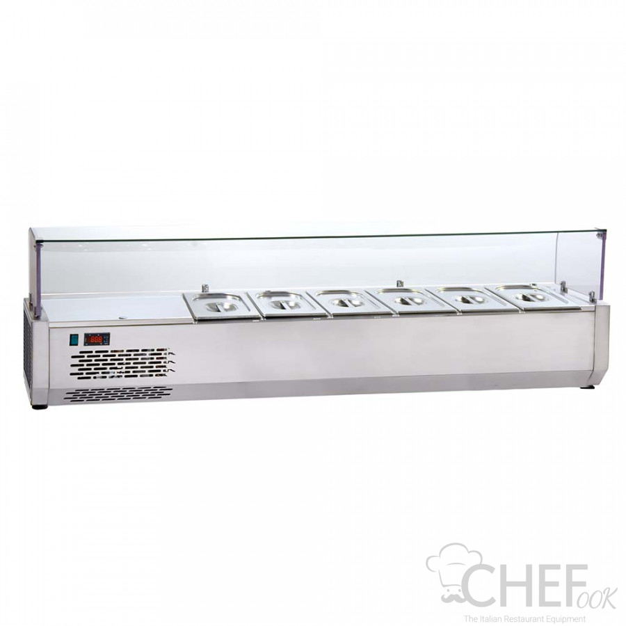 Refrigerated Countertop Prep Unit With Flat Glasses - Chefook